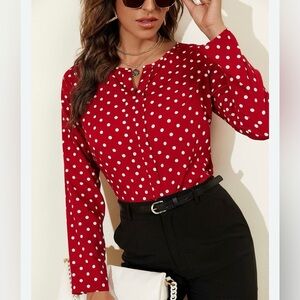 Woman’s polkadot blouse